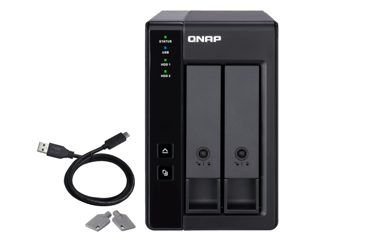 Extensie USB QNAP TR-002 2-Bay, 2.5/3.5 SATA 6Gbps HDD (neincluse), 1xUSB3.11 (type-c), tower, PSU adaptor 36W, garantie 2 ani