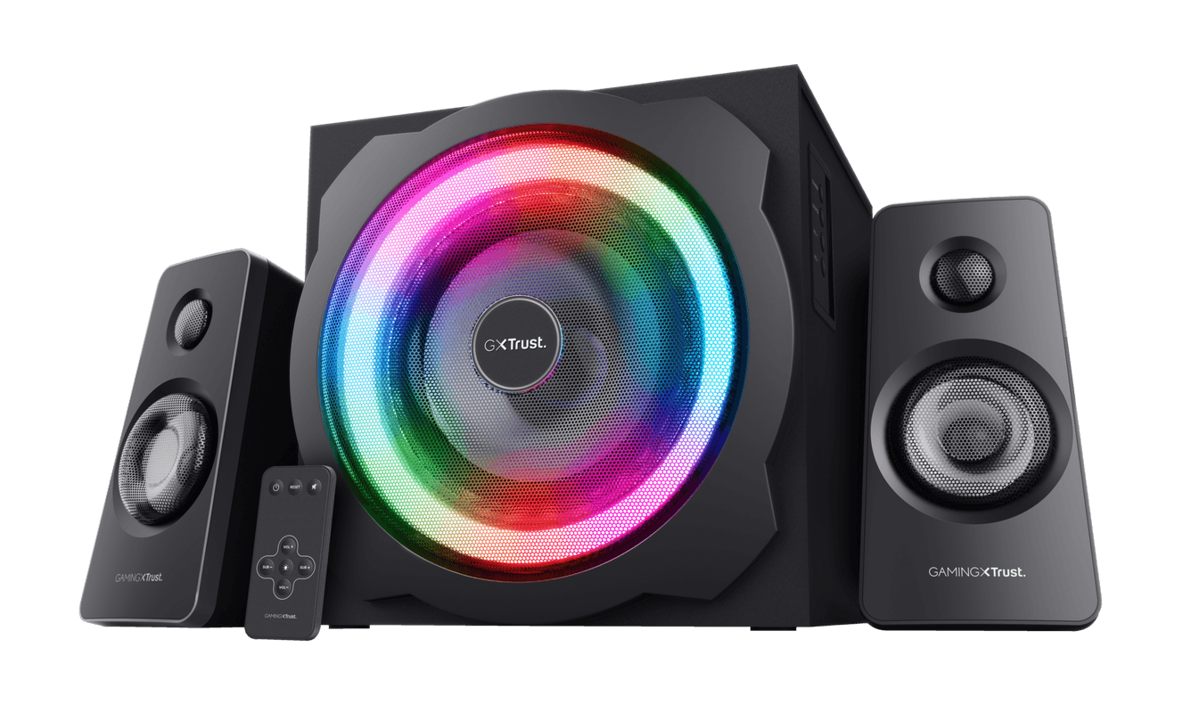 Sistem 2.1Trust GXT629 Tytan cu fir, USB 2.1, putere maxima RMS 120W, frecventa raspuns 20 Hz - 20.000 Hz, negru