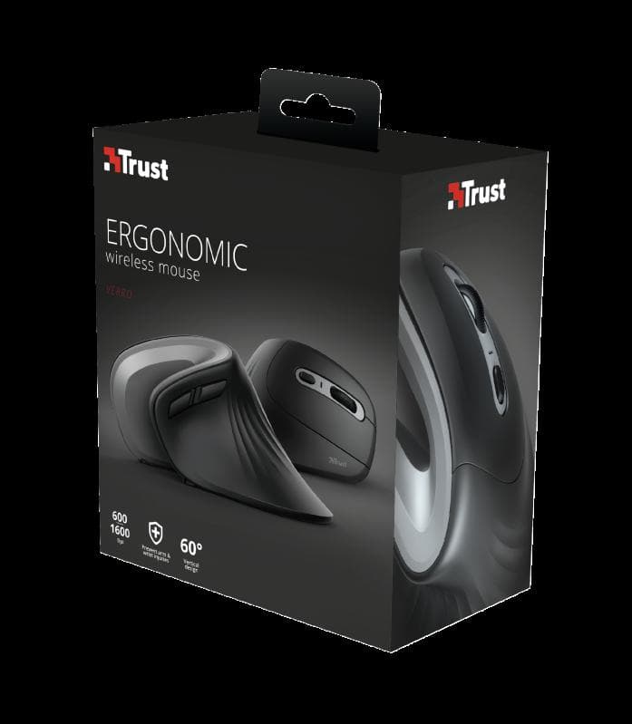 Mouse Trust Verro Ergonomic, Wireless, negru