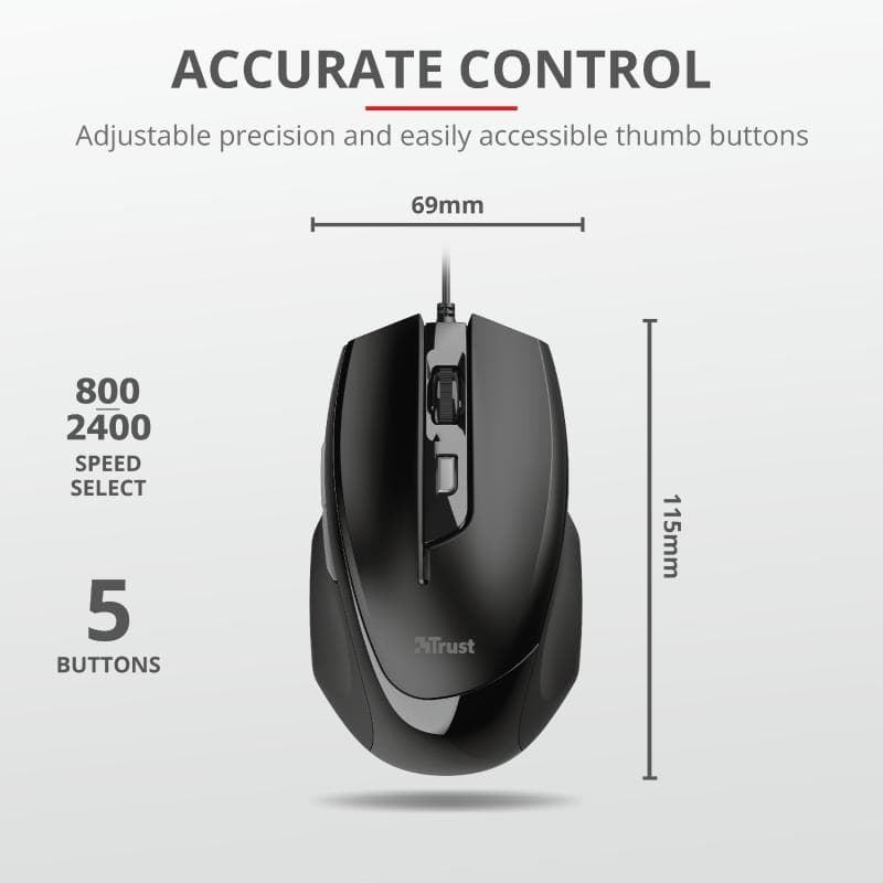 Mouse Trust Voca Comfort Mouse, negru
