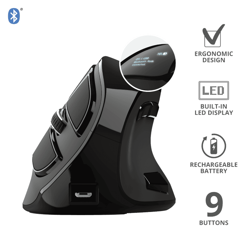 Mouse Trust Voxx, Rechargeable Ergonomic Wireless, negru