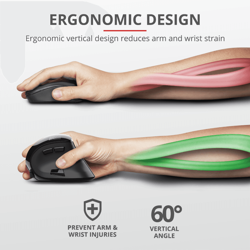 Mouse Trust Voxx, Rechargeable Ergonomic Wireless, negru