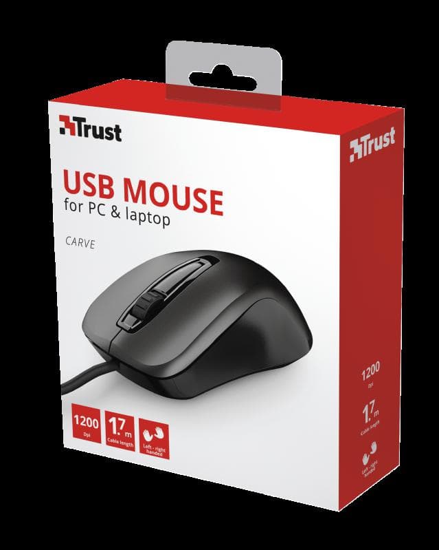 Mouse Trust Carve, USB Mouse, negru