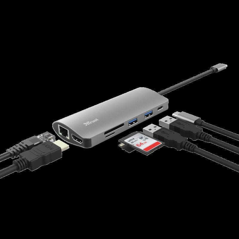 Hub USB Trust Dalyx, 7 porturi USB-C, negru