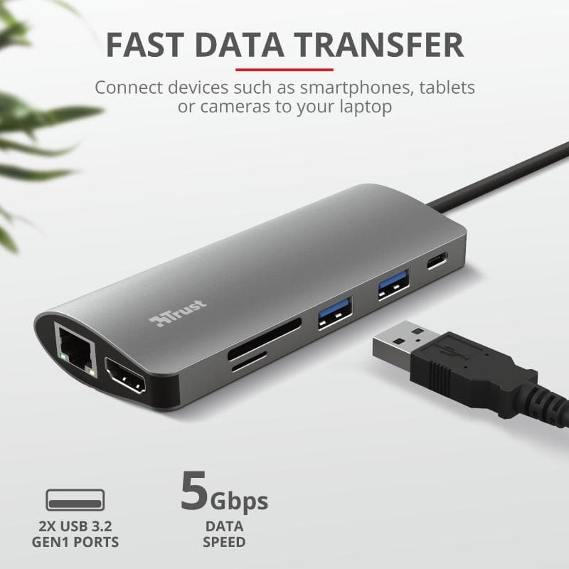 Hub USB Trust Dalyx, 7 porturi USB-C, negru