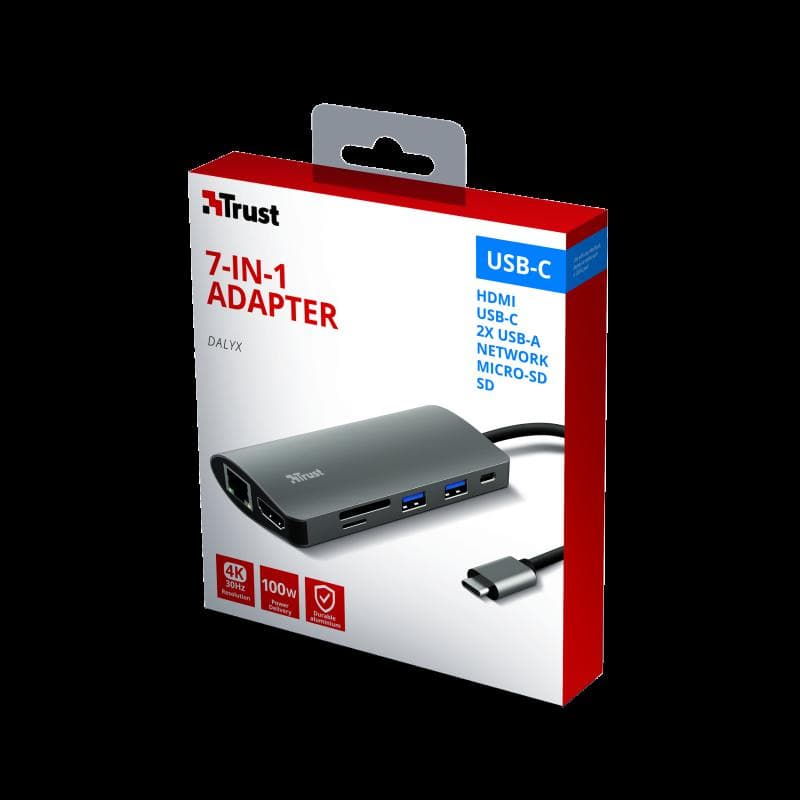 Hub USB Trust Dalyx, 7 porturi USB-C, negru