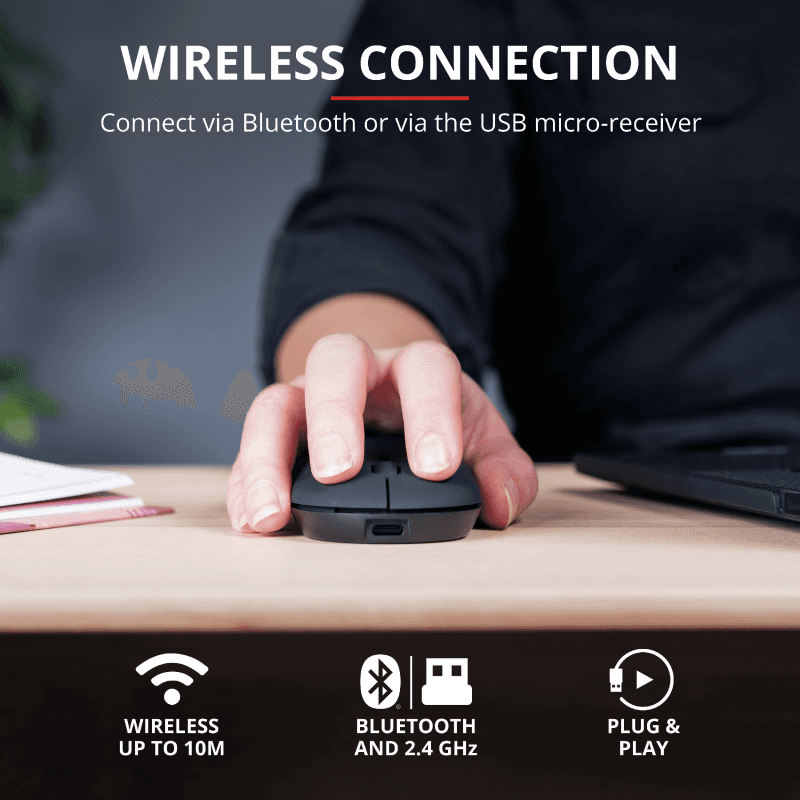 Mouse Trust Puck, Rechargeable Bluetooth, negru
