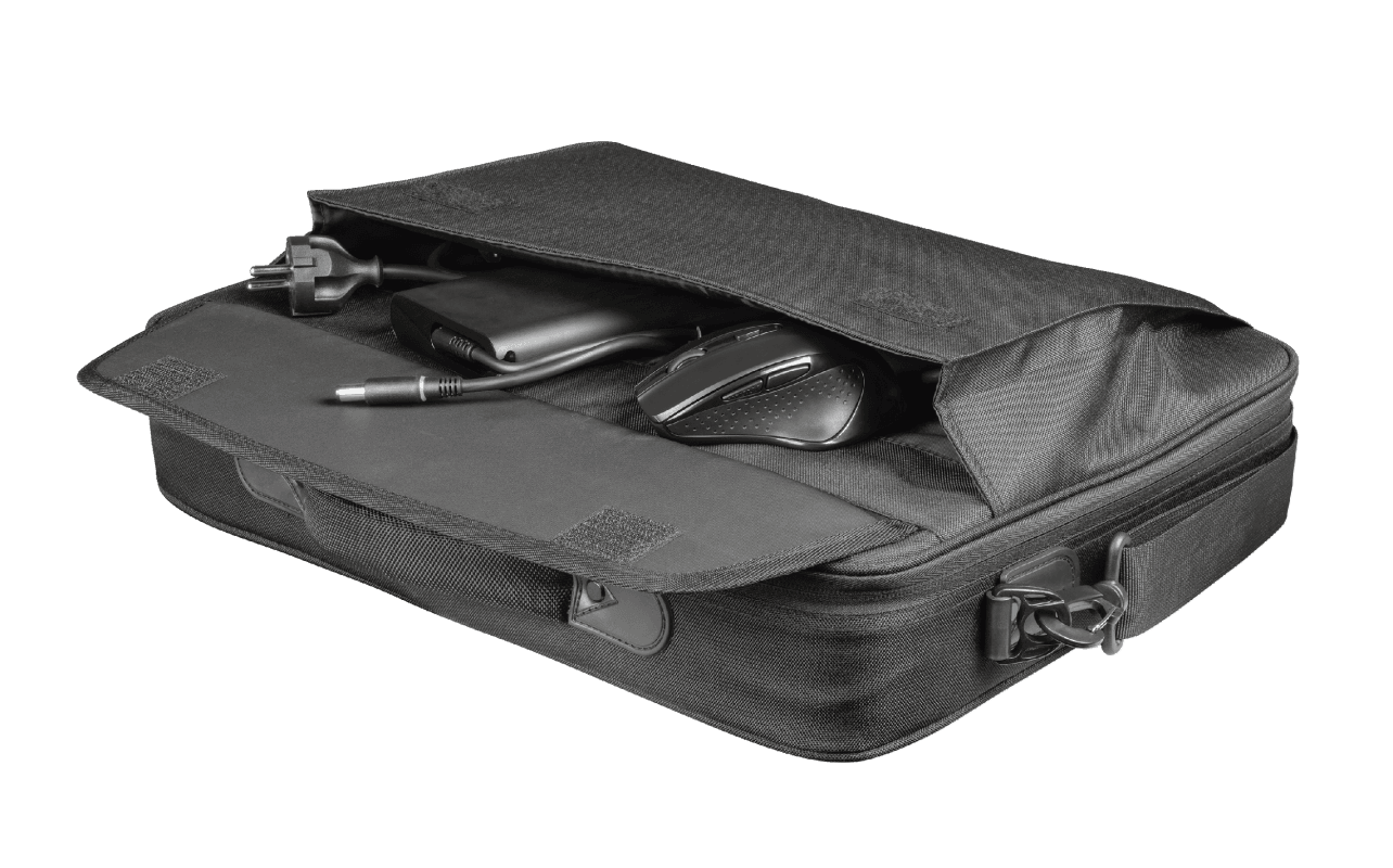 Geanta Trust Atlanta Carry Bag for 15.6" laptop  General Type of bag carry bag Number of compartments 4 Max. laptop size 16 " Max. weight 20 kg Height of main product (in mm) 390 mm Width of main product (in mm) 320 mm Depth of main product (in mm) 60 mm Total weight 475 g Weight of main unit 475 g
