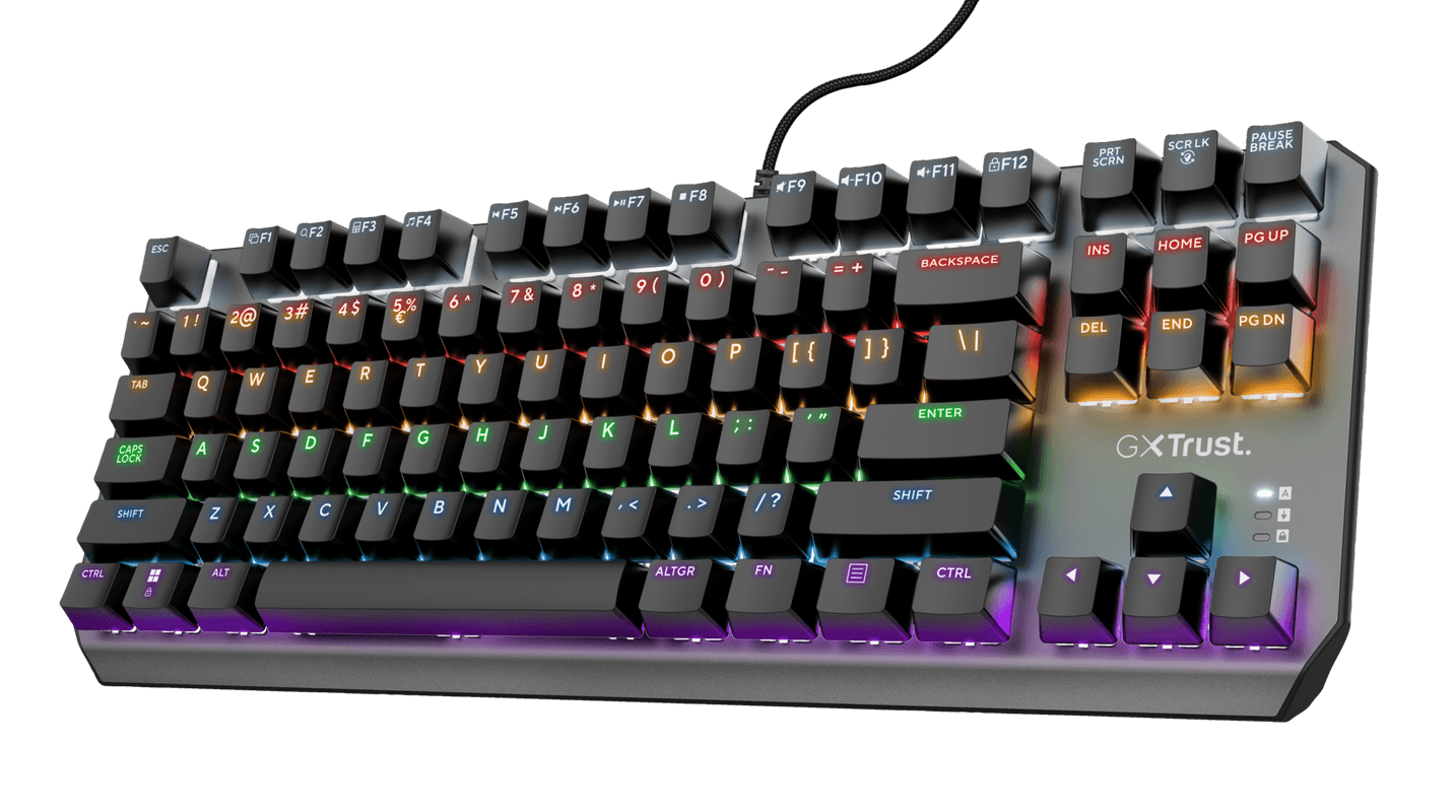 Tastatura Trust GXT834 Callaz Tenkeyless cu fir mecanica, negru
