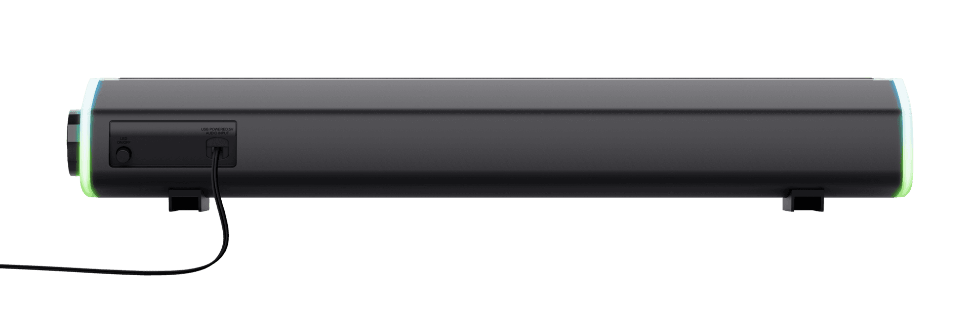 Soundbar Trust GXT 620 Axon, puetere (RMS) 6W, frecventa 20 Hz - 20.000 Hz, audio input 3.5mm (1.4m), iluminare RGB, alimentare prin USB,  negru