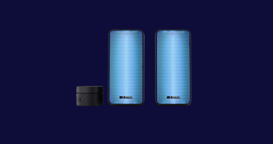 Trust GXT 611 WEZZ 2.0 Speaker Set LED  Remote control wired Controls on/off, volume control, right Connection type wired Cable length power cable 180 cm Cable length audio cable 180 cm Cable length satellite cable 120 cm  Power output (peak) 12 W Power output (RMS) 6 W Power output - satellite