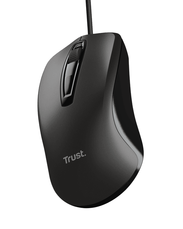 Mouse Trust cu fir, optic, rezolutie maxima 1200 DPI, negru