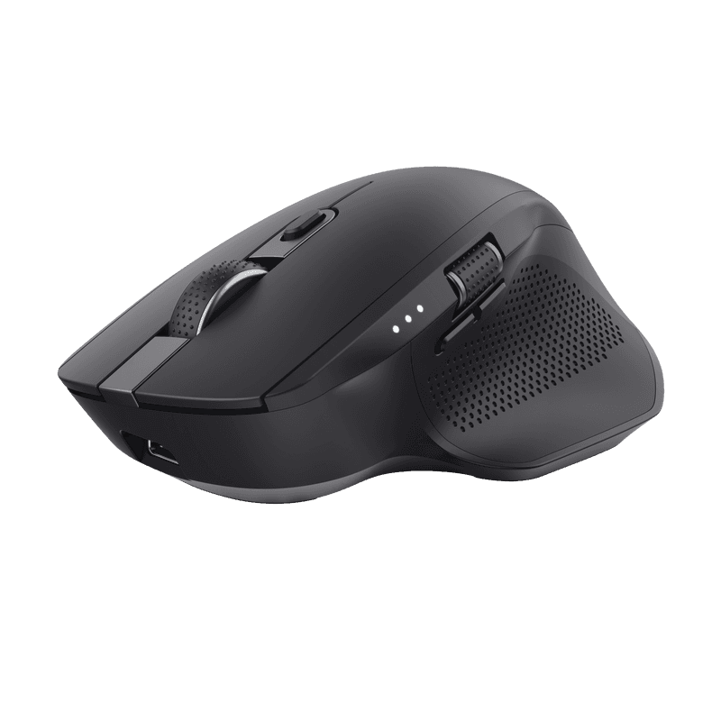 Mouse Trust Ozaa+, wireless RF 2.4GHz, bluetooth, conectivitate USB 1.1, 2.0, 3.0, rezolutie maxima 3200 DPI, negru