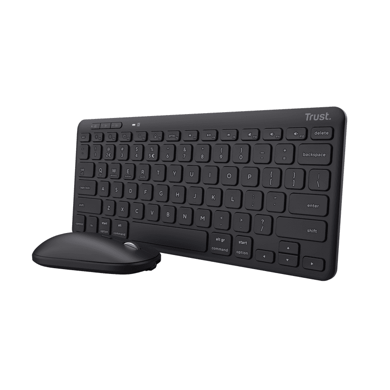 Trust Kit Wireless keyboard+mouse Lyra, mouse optic, rezolutie maxima 1200 DPI, conectivitate wireless, intefata USB-C, USB-A, negru