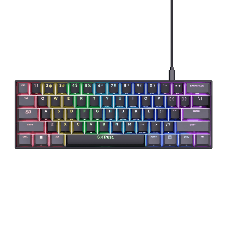 Tastatura mecanica cu fir Trust GXT 867 Acira, USB 2.0. nr taste 61, swtich linear, negru