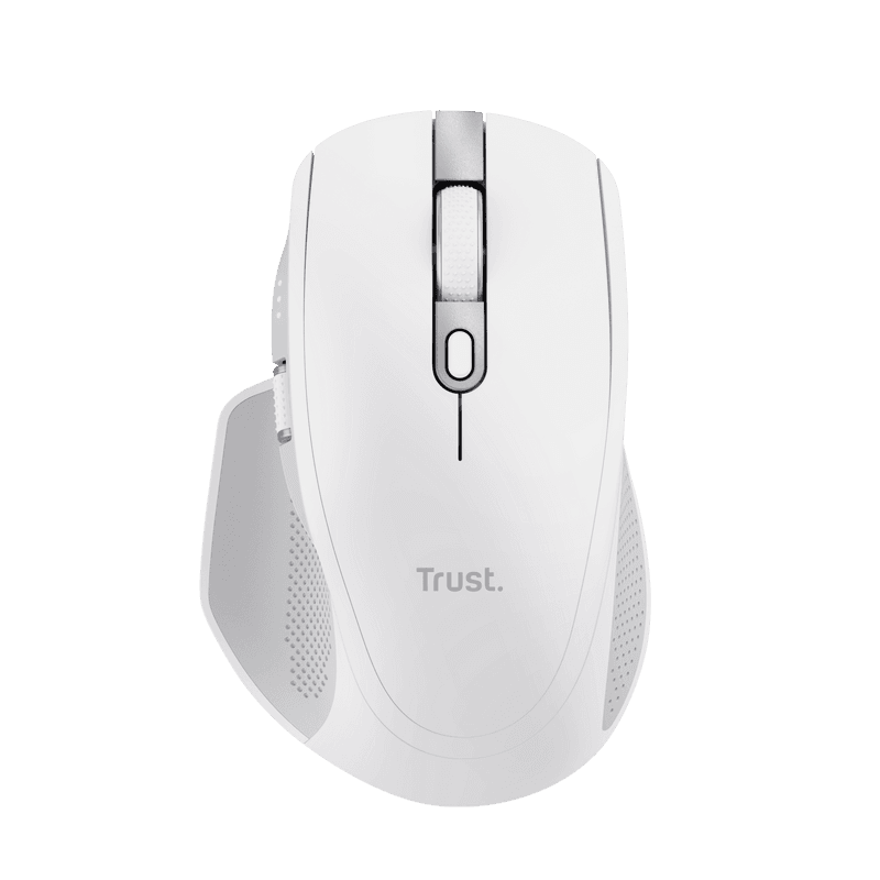 Mouse Trust Ozaa+, wireless RF 2.4GHz, bluetooth, conectivitate USB 1.1, 2.0, 3.0, rezolutie maxima 3200 DPI, alb