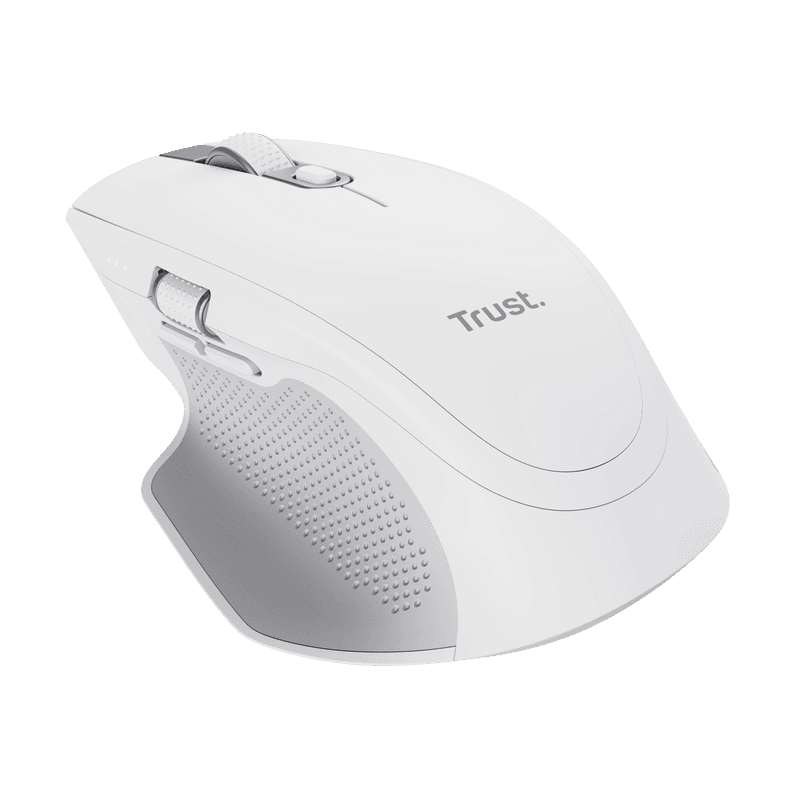 Mouse Trust Ozaa+, wireless RF 2.4GHz, bluetooth, conectivitate USB 1.1, 2.0, 3.0, rezolutie maxima 3200 DPI, alb