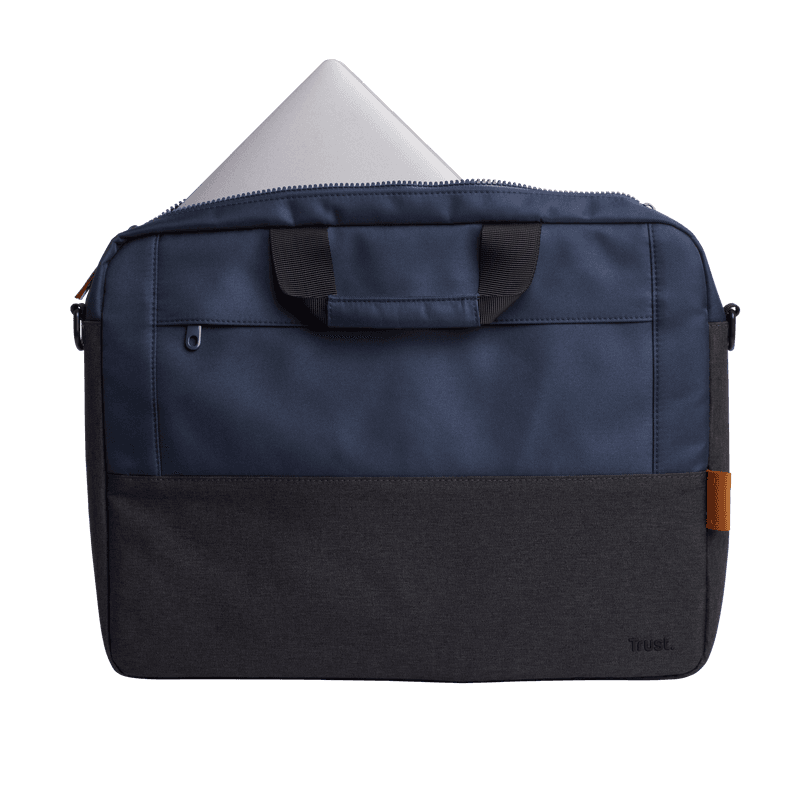 Geanta laptop Trust Lisboa, pentru laptopuri cu diagonala pana in 15.6",2 compartimente, material POM, RPET Polyester, RPET, volum 2.1 L, albastru
