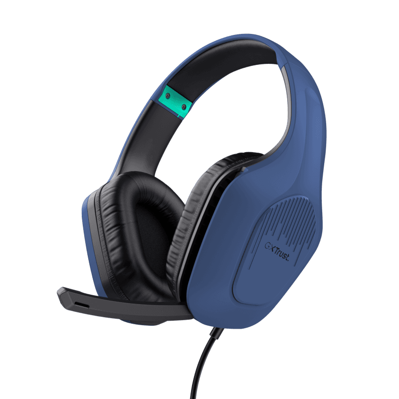 Casti gaming cu fir, Trust GXT 415B Zirox, interval frecventa 20 Hz - 20.000 Hz, lungime cablu: 200 cm, conector 3.5mm, albastru