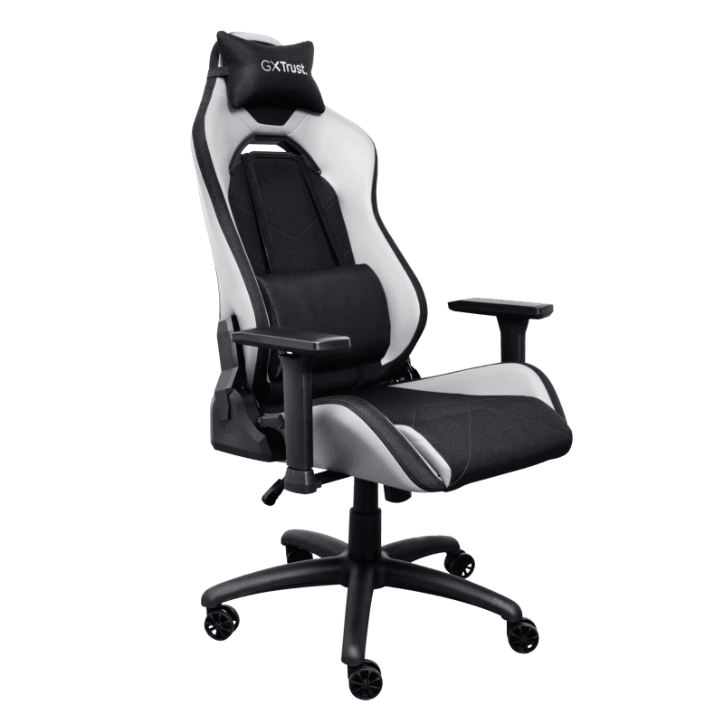 Scaun gaming Trust GXT 714B Ruya Comfortable, roti, ridicare pe gaz clasa 4, adjustabil pe inaltime, material plastic + PU leather, greutate maxima suportata 150 kg, negru/alb