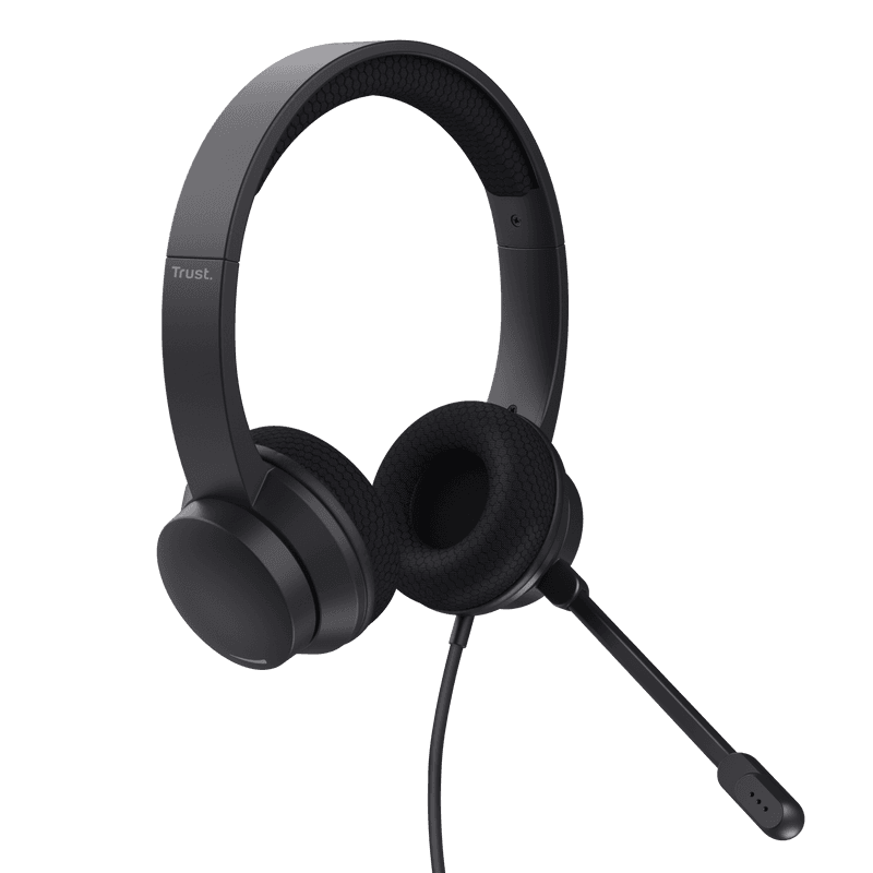Casti Trust cu fir Ayda USB-ENC, noise cancelling, frecventa raspuns 20 Hz - 20.000 Hz, negru