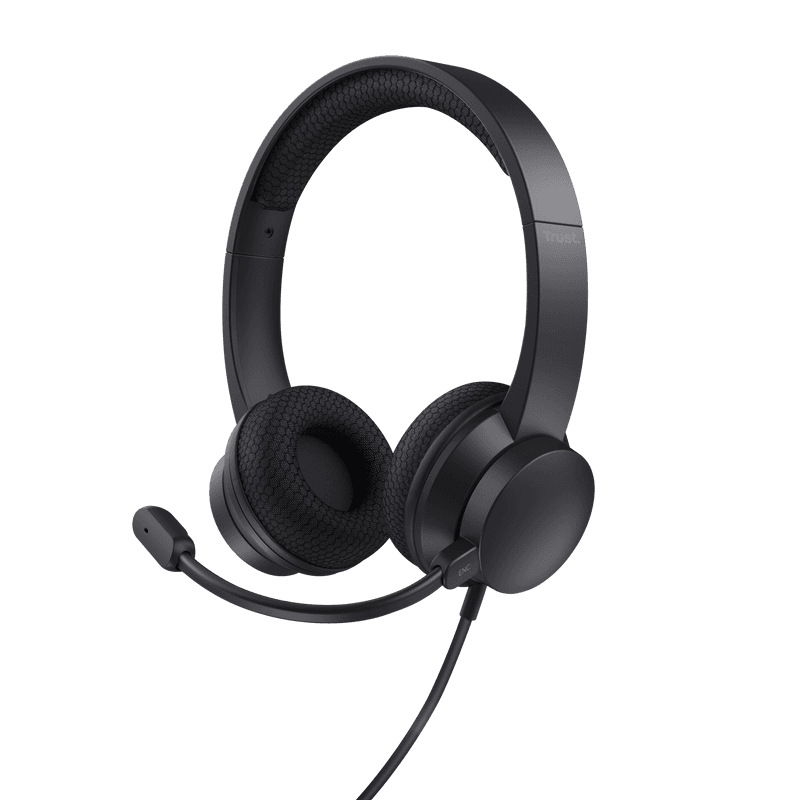 Casti Trust cu fir Ayda USB-ENC, noise cancelling, frecventa raspuns 20 Hz - 20.000 Hz, negru