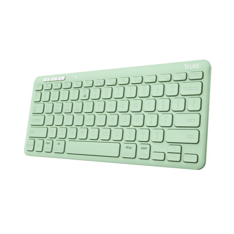 Tastatura Trust Lyra Wireless, conexiune USB-A, USB-C 1.1, raza de acoperire wireless 10m, 1x AAA baterie, compatibila cu laptop, pc, Bluetooth devices, tableta, alba