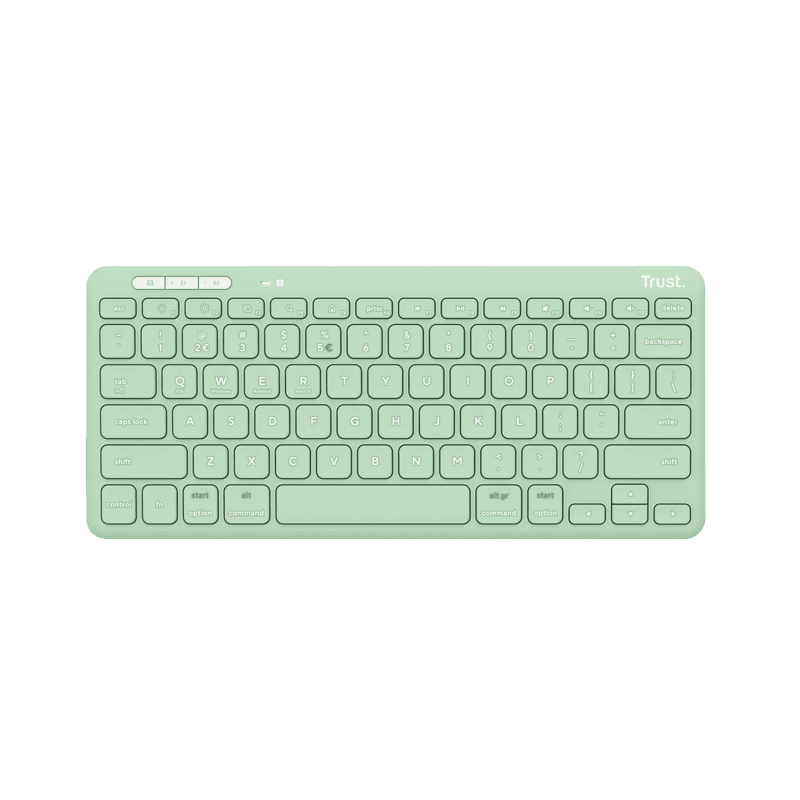 Tastatura Trust Lyra Wireless, conexiune USB-A, USB-C 1.1, raza de acoperire wireless 10m, 1x AAA baterie, compatibila cu laptop, pc, Bluetooth devices, tableta, alba