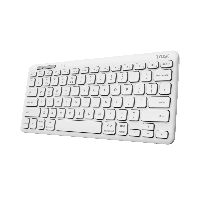 Tastatura Trust Lyra Wireless, conexiune USB-A, USB-C 1.1, distanta acoperire wireless 10m, 1x AAA baterie, compatibila cu laptop, pc, Bluetooth devices, tableta, alba