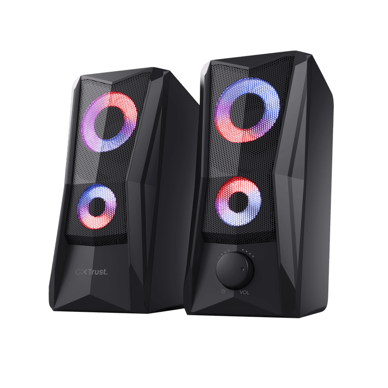 Boxe Trust GXT 606 Javv, iluminare RGB LED, putere maxima 12W, frecventa de raspuns 160 Hz - 20.000 Hz, audio input 3.5mm, negru