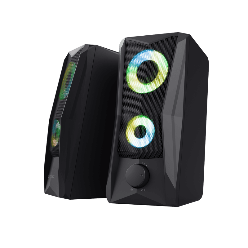Boxe Trust GXT 606 Javv, iluminare RGB LED, putere maxima 12W, frecventa de raspuns 160 Hz - 20.000 Hz, audio input 3.5mm, negru