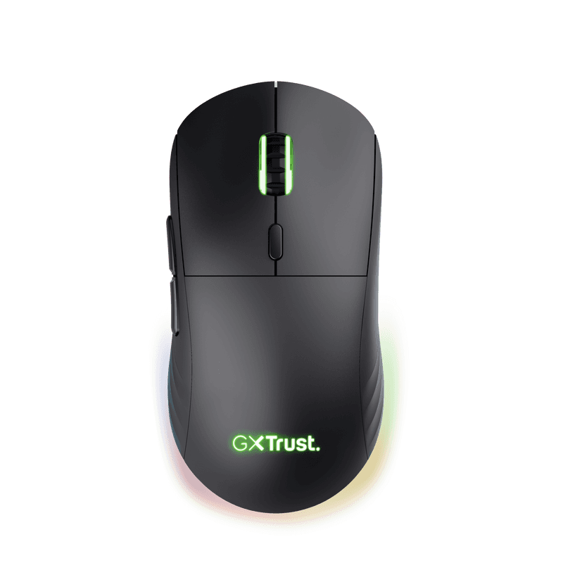 Mouse wireless Trust GXT 927 Redex+, rezolutie maxima 25600 DPI, senzor PAW3370, polling rate 125/250/500/1000Hz, iluminare full RGB, negru