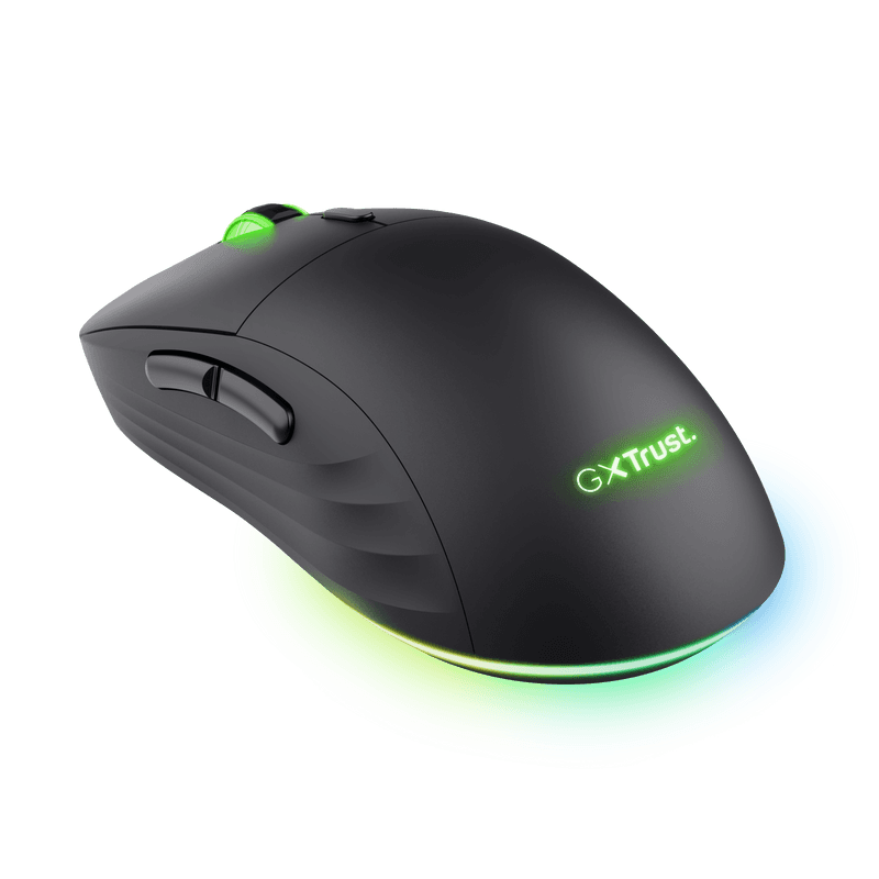 Mouse wireless Trust GXT 927 Redex+, rezolutie maxima 25600 DPI, senzor PAW3370, polling rate 125/250/500/1000Hz, iluminare full RGB, negru
