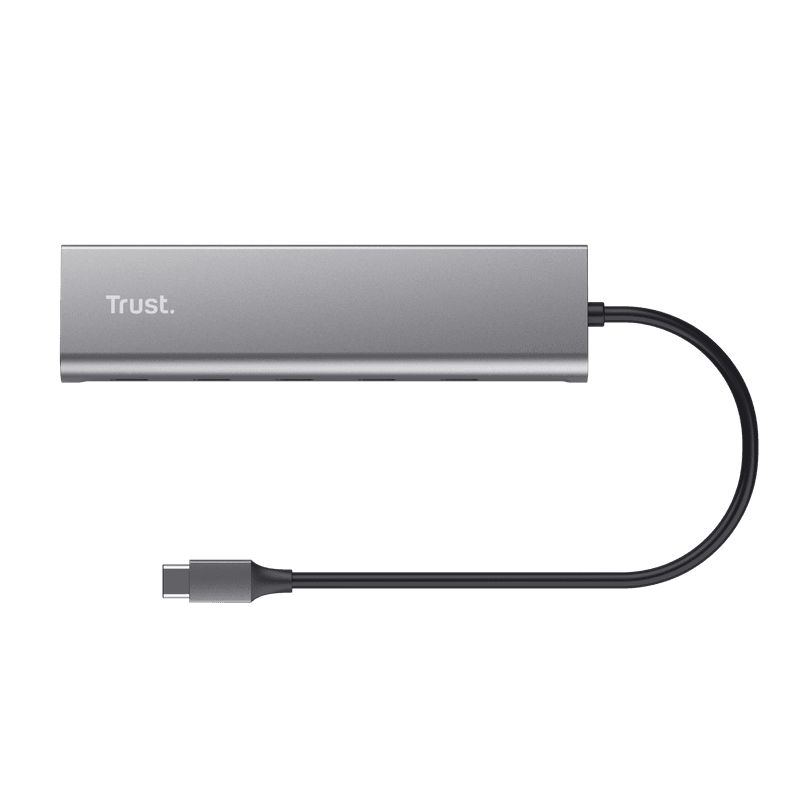 Hub Trust Halyx, 5 porturi USB-C 3.2 gen 1: 1 USB-C 100W PD port / 4 USB-C data ports, USB PD 3.0, gri