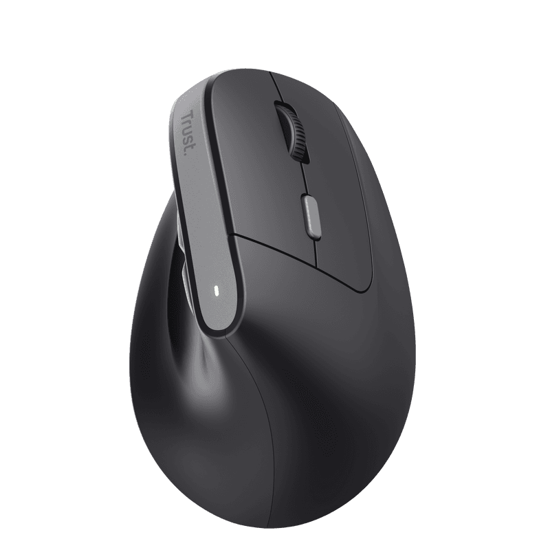 Mouse ergonomic fara fir Trust Bayo II, rezolutie maxima 2400 DPI, 6 butoane, interfata USB-C,  2.4GHz, negru