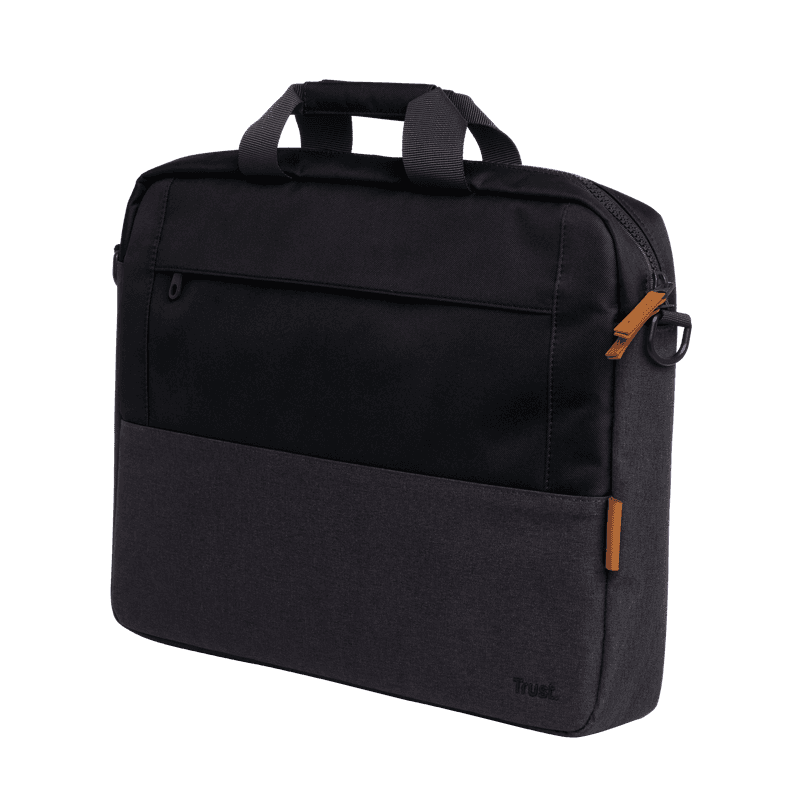 Geanta laptop Trust Lisboa, pentru laptopuri cu diagonala pana in 16",2 compartimente, material POM, RPET Polyester, RPET, volum 2.1 L, negru