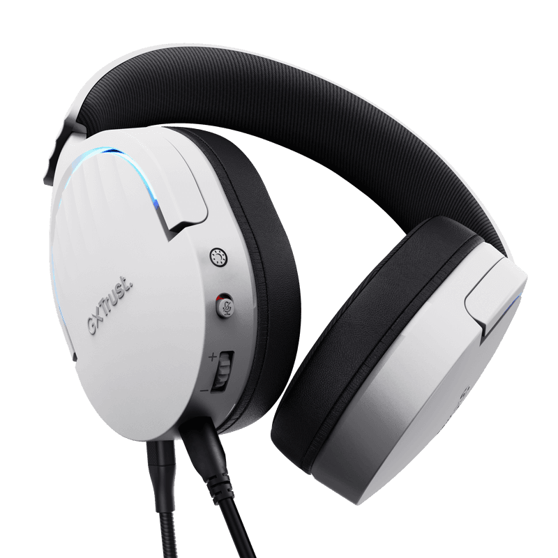 Casti gaming TrustGXT 490P Fayzo cu fir, interfata USB 2.0, frecventa de raspuns 20 Hz - 20.000 Hz, sensivitate 100 dB, alb