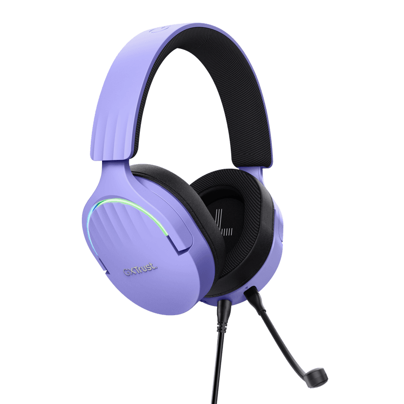 Casti gaming TrustGXT 490P Fayzo cu fir, interfata USB 2.0, frecventa de raspuns 20 Hz - 20.000 Hz, sensivitate 100 dB, mov