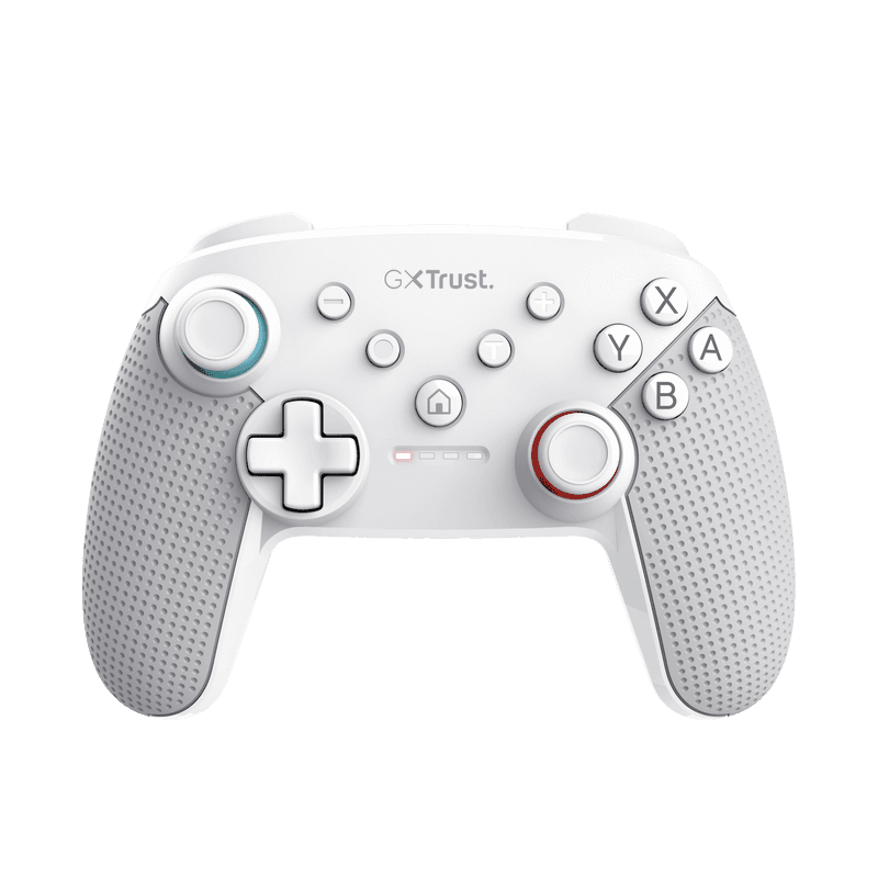 Controller wireless Trust Muta pentru consola Nintendo Switch, 15 butoane, controale: A, B, X, Y, L1, L2, L3, R1, R2, R3, reset, 8-way, start, select, d-input, alb