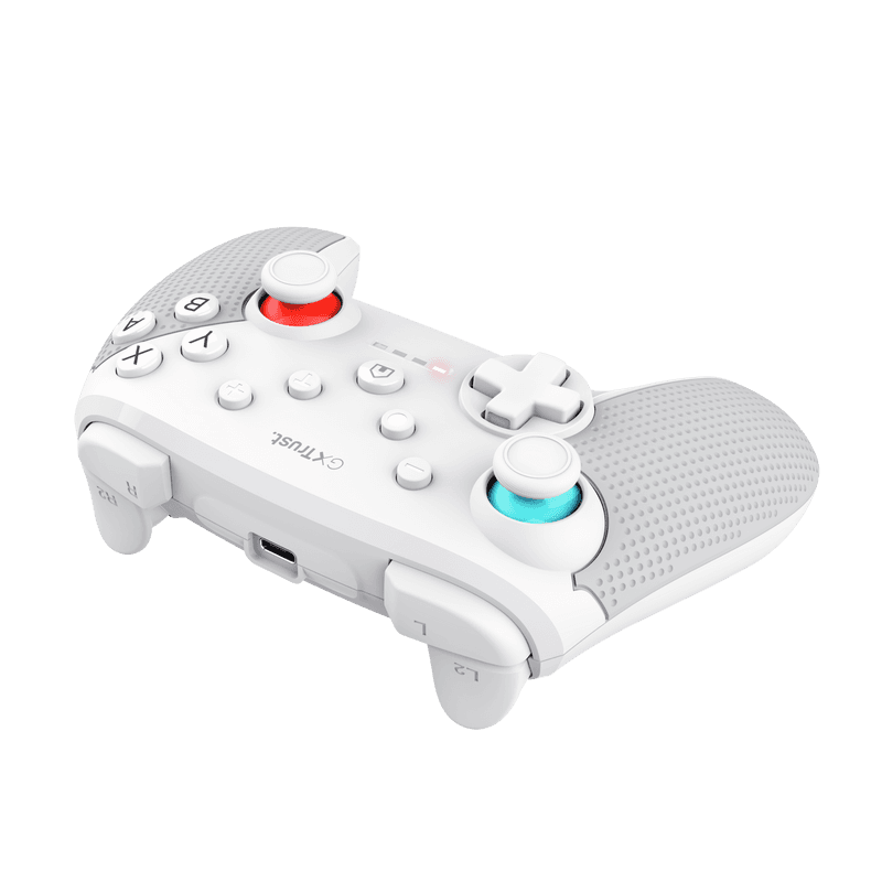 Controller wireless Trust Muta pentru consola Nintendo Switch, 15 butoane, controale: A, B, X, Y, L1, L2, L3, R1, R2, R3, reset, 8-way, start, select, d-input, alb