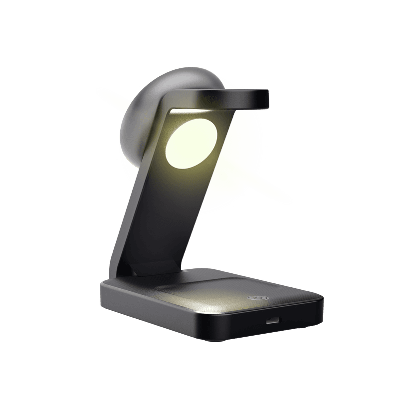 Stand de incarcare 3-in-1 Trust Viro, putere intrare 20W, interfata USB- C, compatibil cu produsele din brandul Apple: iPhone (12 si modele mai noi), Airpods si Apple Watch, negru