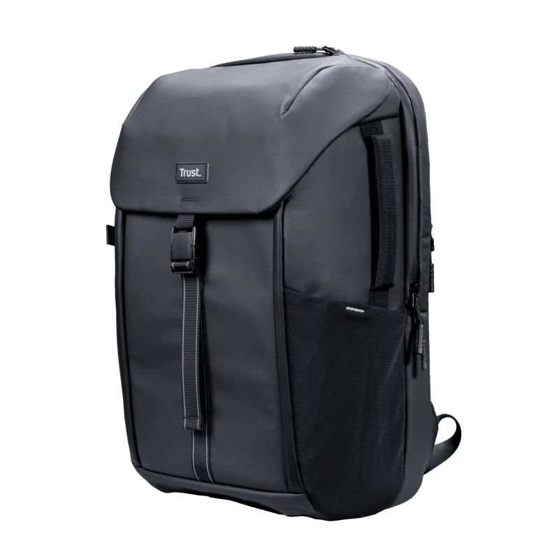 Rucsac laptop Trust Travel, dimensiune maxima laptop 17", 15 compartimente, material RPET, volum 25 L, negru