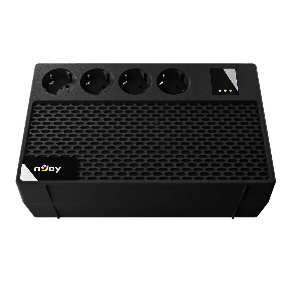 UPS nJoy Renton 650 Plus, 650VA / 360W, 4x prize Schuko conectate la baterie, fara display LCD, tensiune nominala de intrare 230V  Caracteristici Stabilizator (AVR) de tip Boost and Buck Functie auto-restart la revenirea tensiunii electrice Functie de incarcare in mod oprit Functie de pornire la