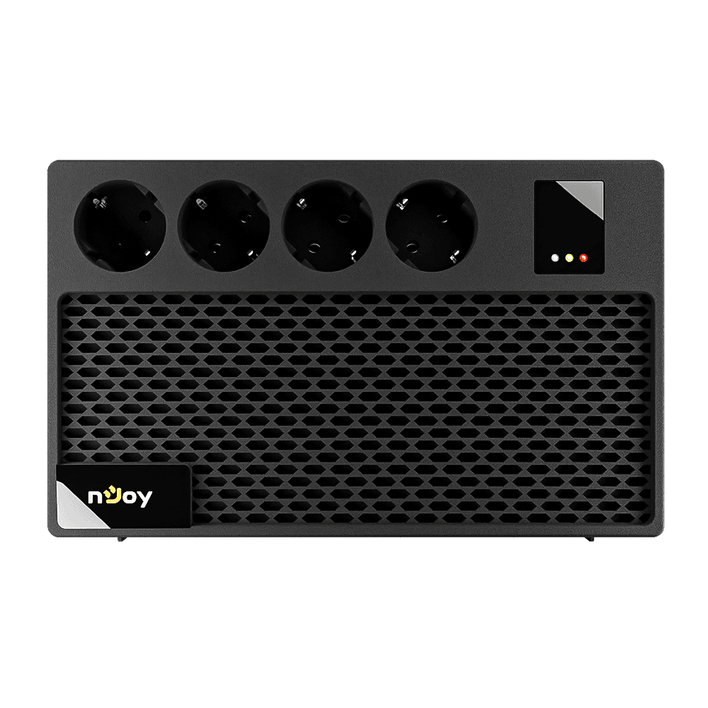 UPS nJoy Renton 650 Plus, 650VA / 360W, 4x prize Schuko conectate la baterie, fara display LCD, tensiune nominala de intrare 230V  Caracteristici Stabilizator (AVR) de tip Boost and Buck Functie auto-restart la revenirea tensiunii electrice Functie de incarcare in mod oprit Functie de pornire la
