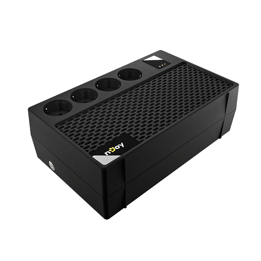 UPS nJoy Renton 650 Plus, 650VA / 360W, 4x prize Schuko conectate la baterie, fara display LCD, tensiune nominala de intrare 230V  Caracteristici Stabilizator (AVR) de tip Boost and Buck Functie auto-restart la revenirea tensiunii electrice Functie de incarcare in mod oprit Functie de pornire la