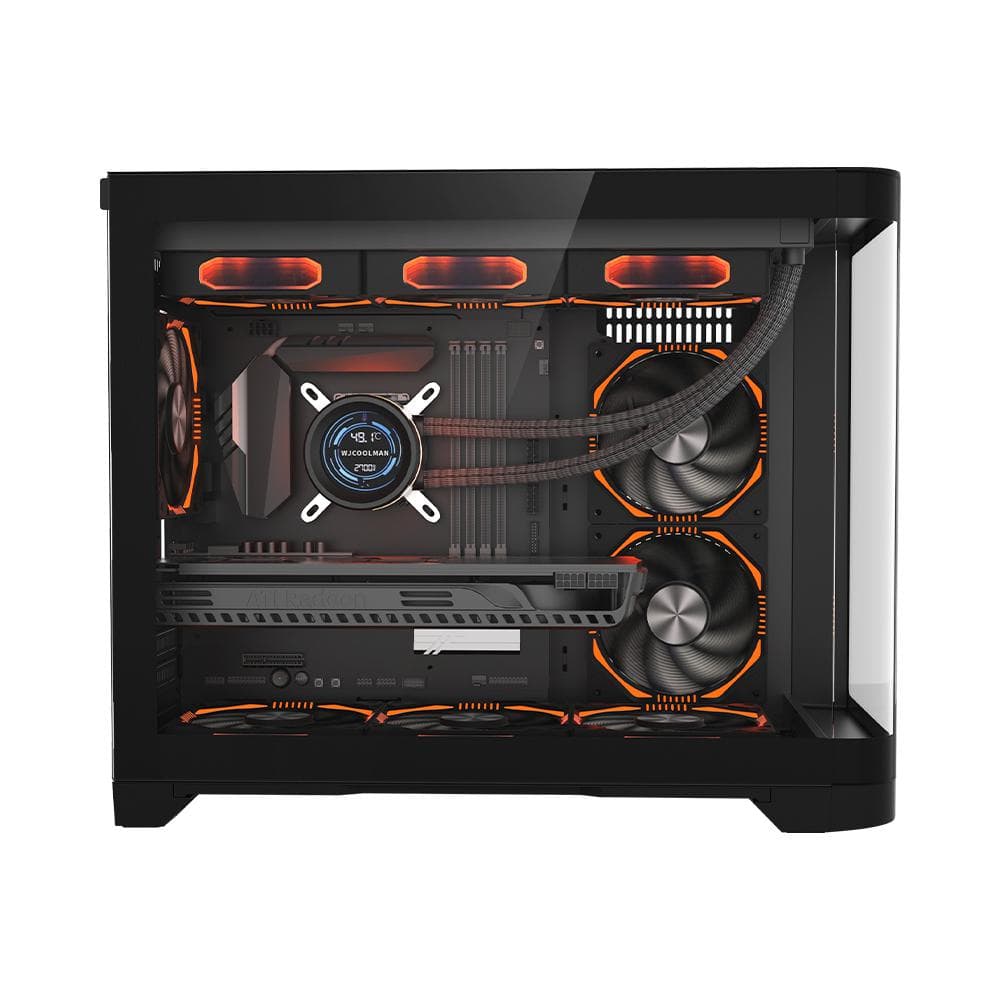 Carcasa 1stPLAYER® Gaming UV6-bk, Micro-ATX, 6 ventilatoare aRGB infinity efect plus PWM, telecomanda, negru