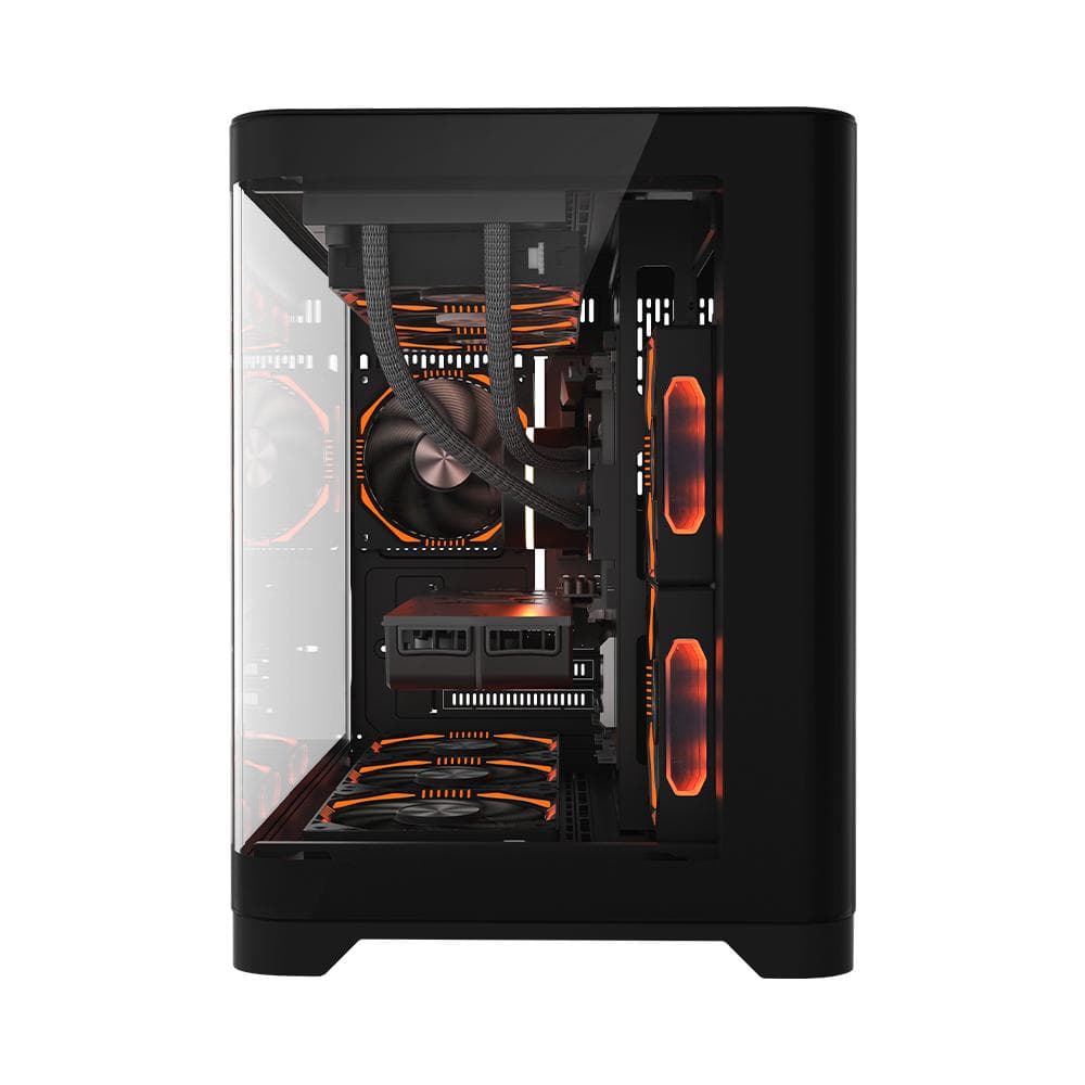 Carcasa 1stPLAYER® Gaming UV6-bk, Micro-ATX, 6 ventilatoare aRGB infinity efect plus PWM, telecomanda, negru