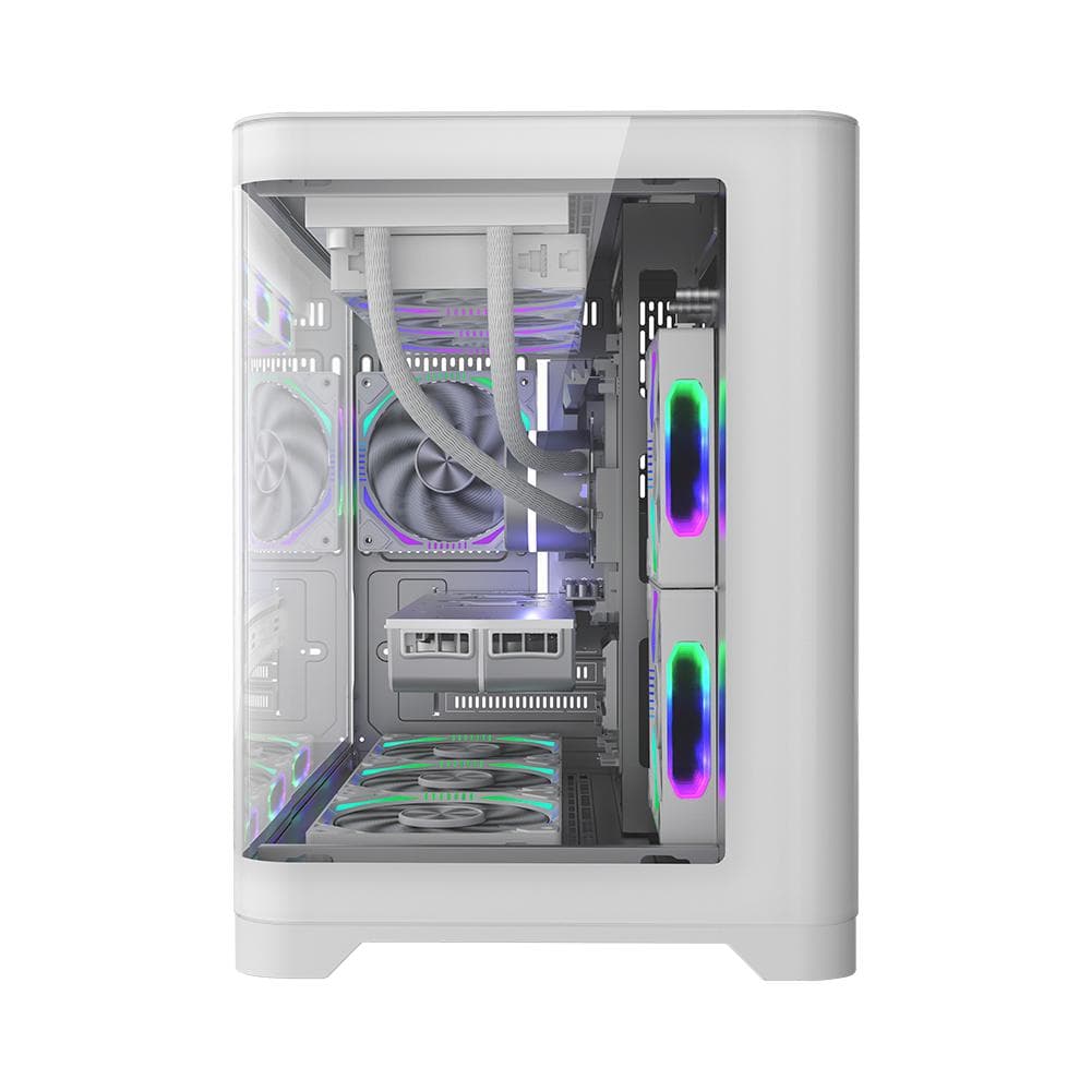 Carcasa 1stPLAYER® Gaming UV6-wh, Micro-ATX, 6 ventilatoare aRGB, telecomanda, alb