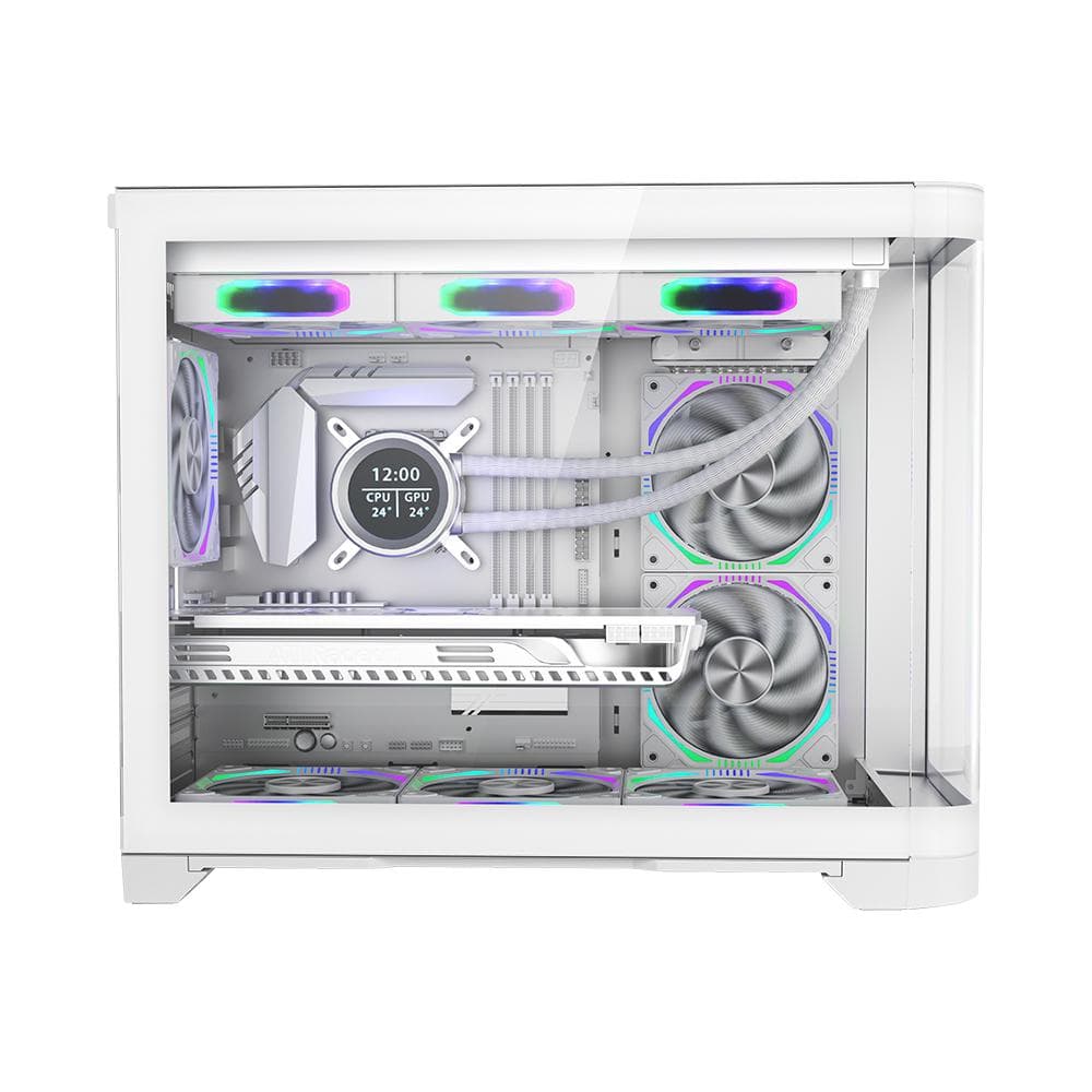 Carcasa 1stPLAYER® Gaming UV6-wh, Micro-ATX, 6 ventilatoare aRGB, telecomanda, alb
