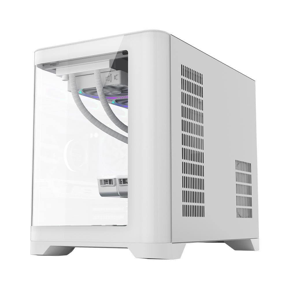 Carcasa 1stPLAYER® Gaming UV6-wh, Micro-ATX, 6 ventilatoare aRGB, telecomanda, alb
